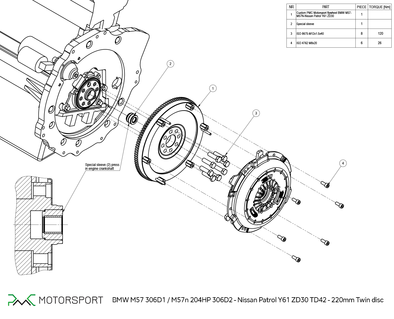 koło zamachowe nissan patrol BMW M57 306d1 twin disc