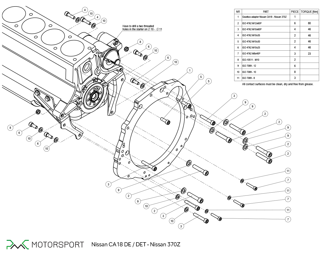 adapter skrzyni biegów nissan CA18 ca18de ca18det nissan 350z cd009