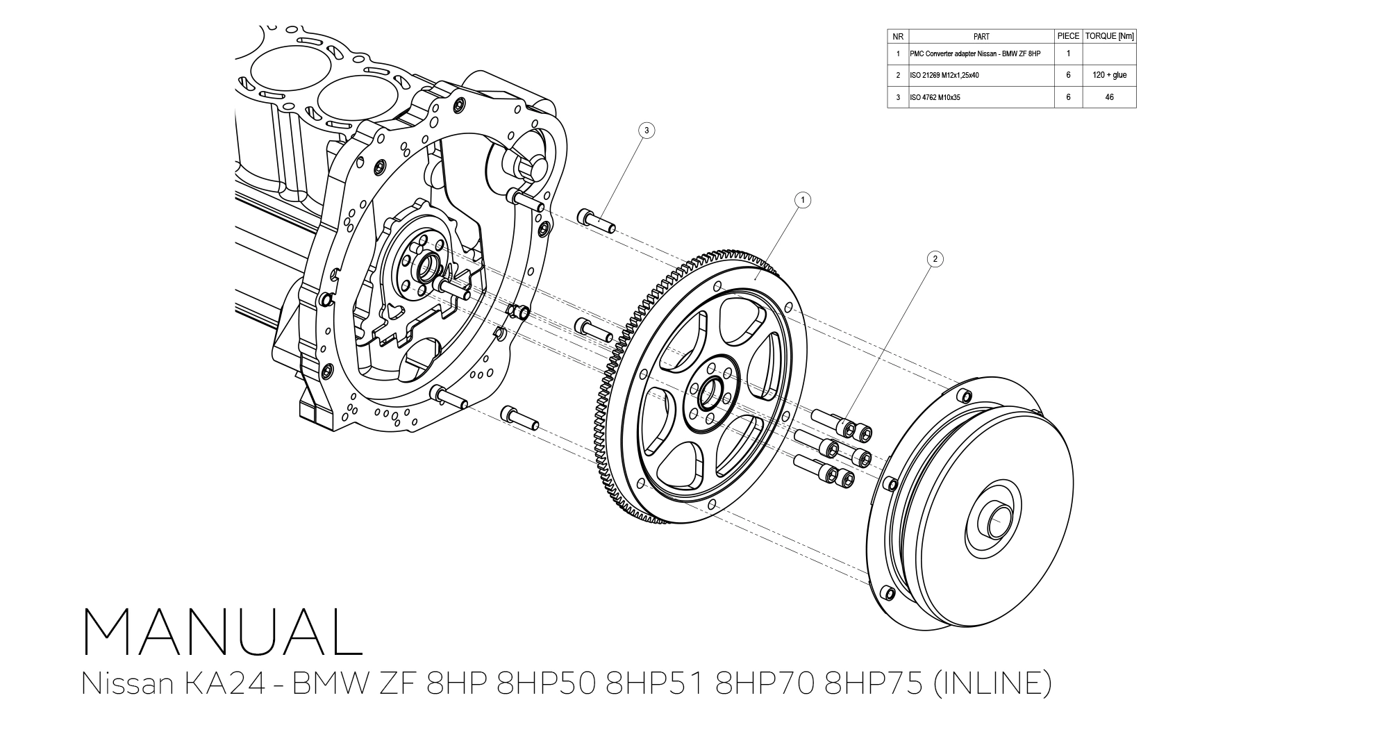 adapter konwertera BMW ZF 8HP 8HP50 8HP51 8HP70 8HP75 - Nissan RB RB20 RB25 RB26 RB30