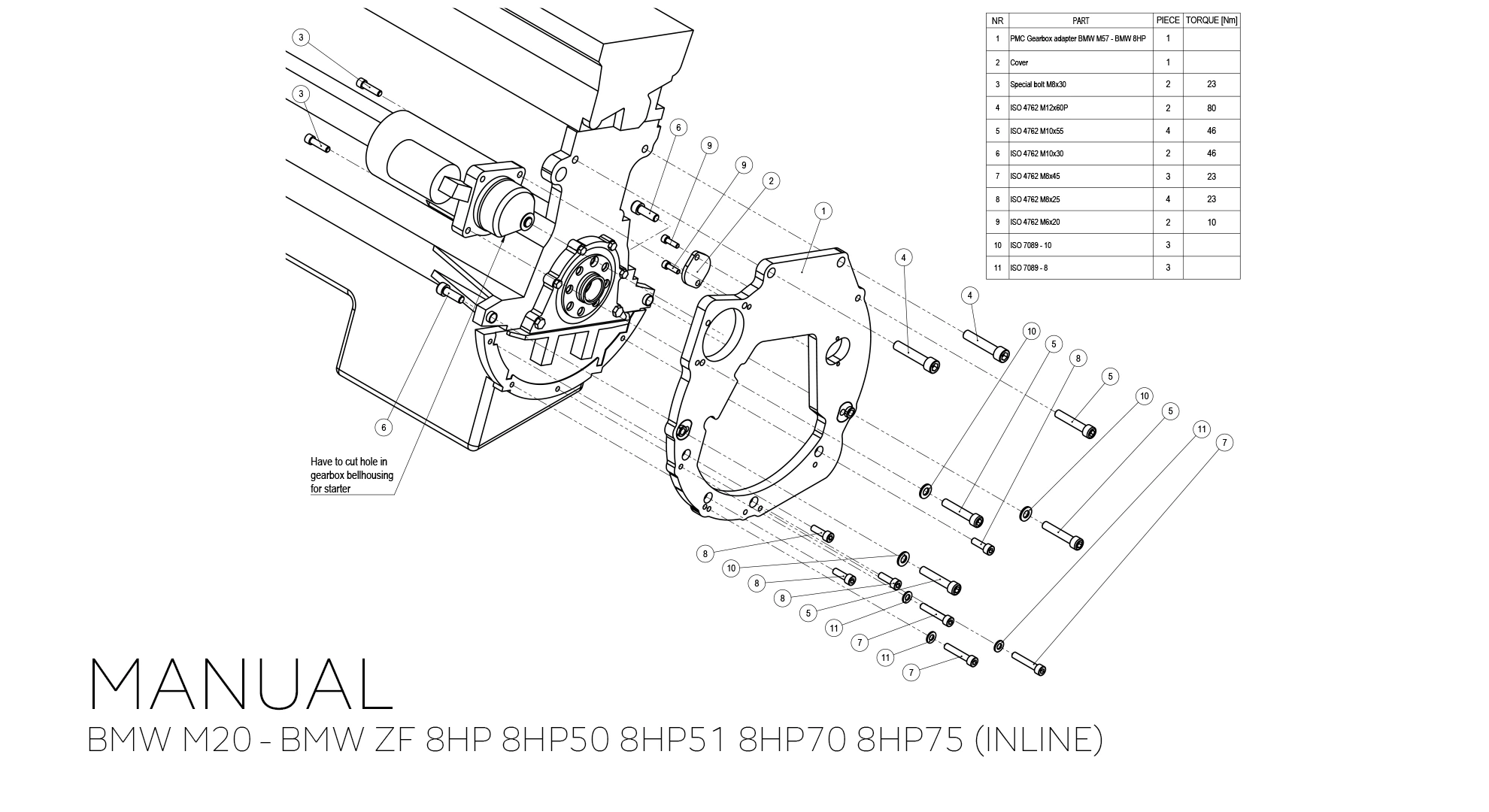 adapter konwertera BMW ZF 8HP 8HP50 8HP51 8HP70 8HP75 - BMW M20 M21