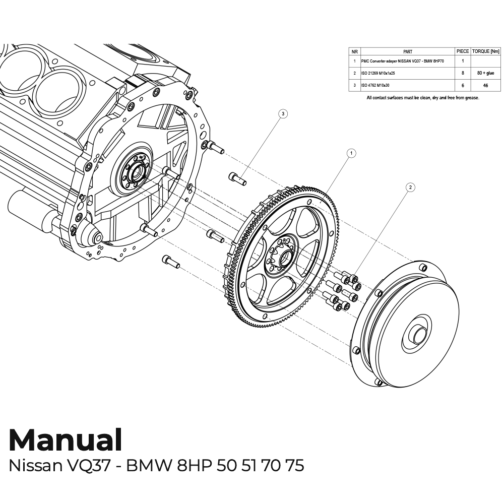  Nissan VQ37VHR to BMW ZF 8HP 8HP50 8HP51 8HP70 8HP75 Converter Adapter installation manual