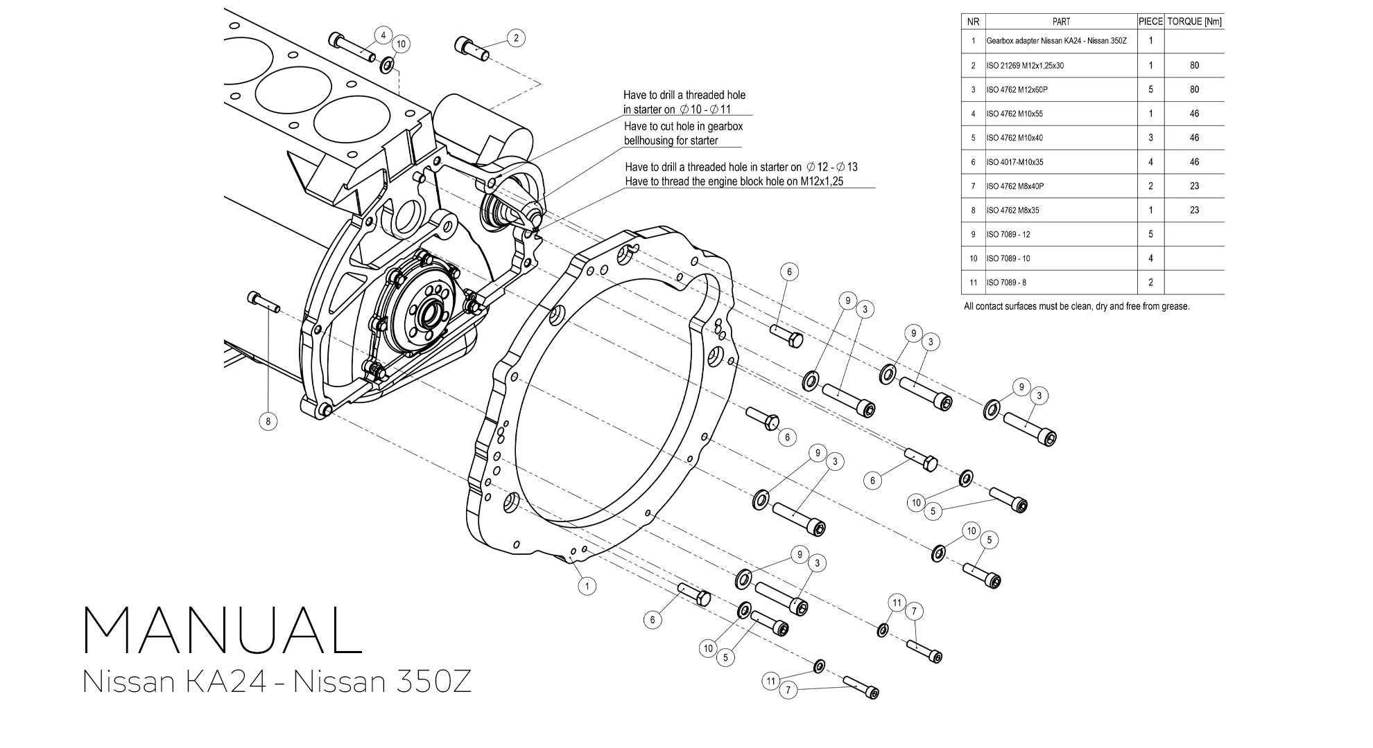 Adapter skrzyni biegów Nissan ka24 - nissan 350z cd009