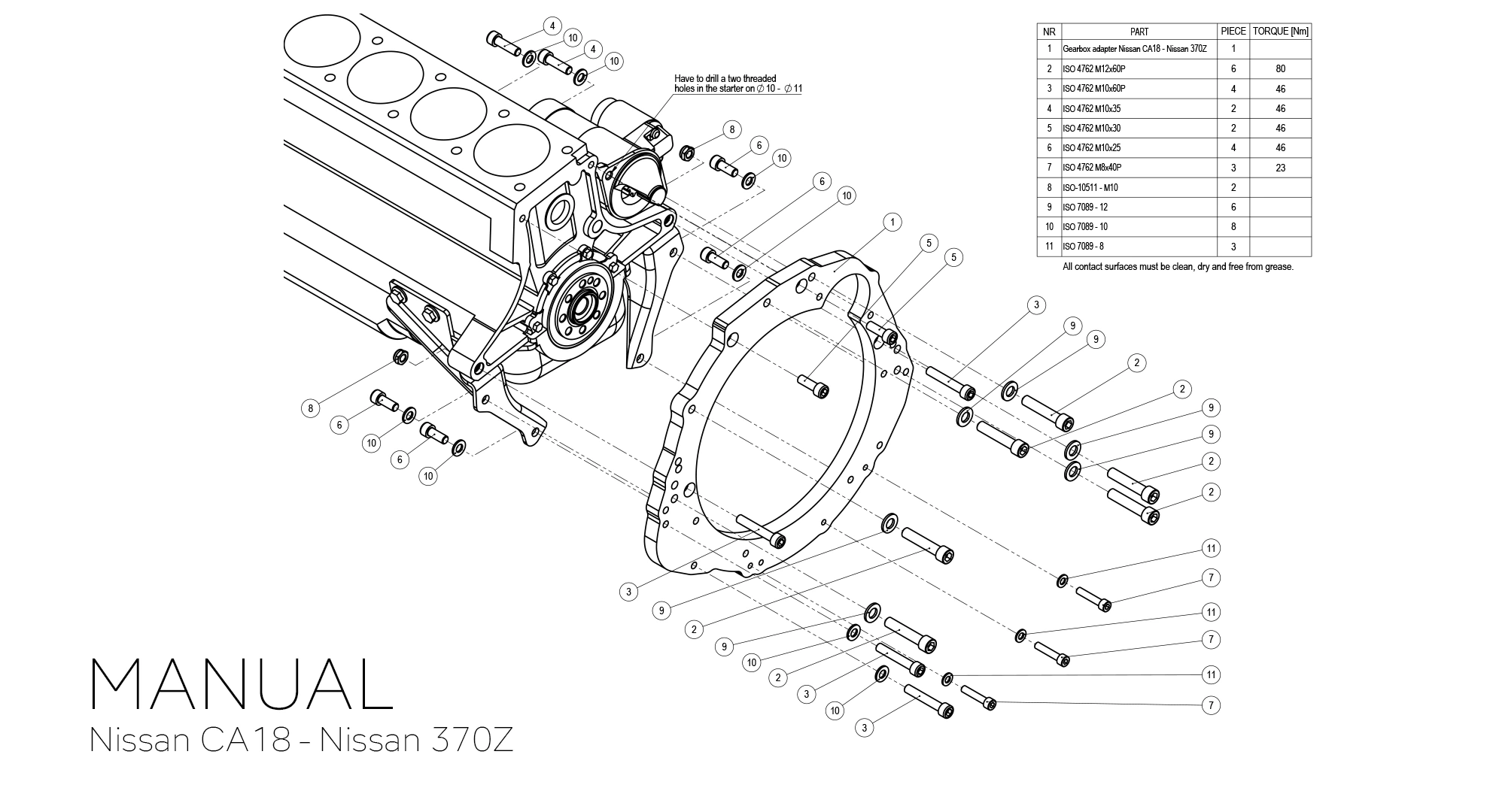 Adapter skrzyni biegów Nissan ca18 - nissan 370z JK
