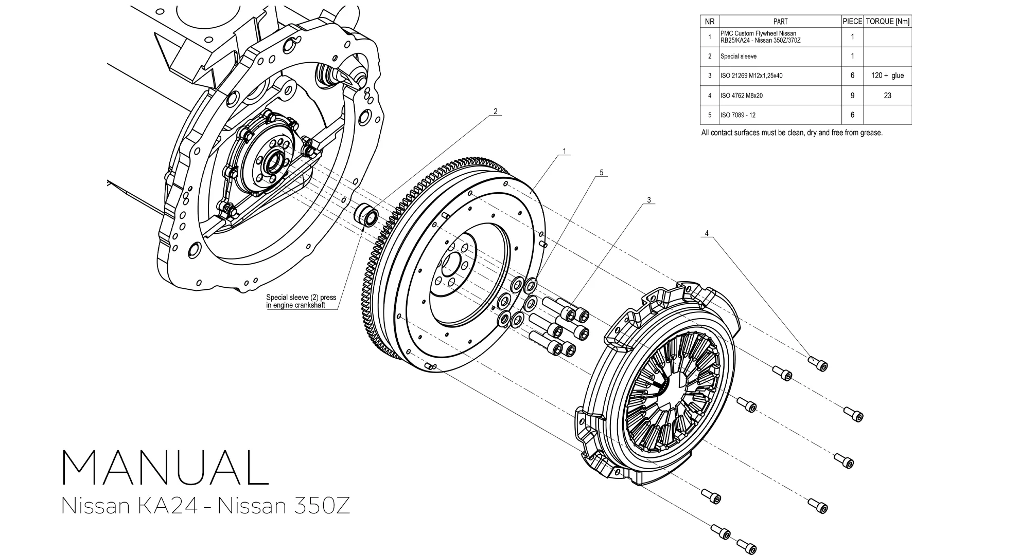 Koło zamachowe Nissan KA24 - Nissan 350Z Z33 CD009 - 250mm / 9.84" manual_FW045.00.00