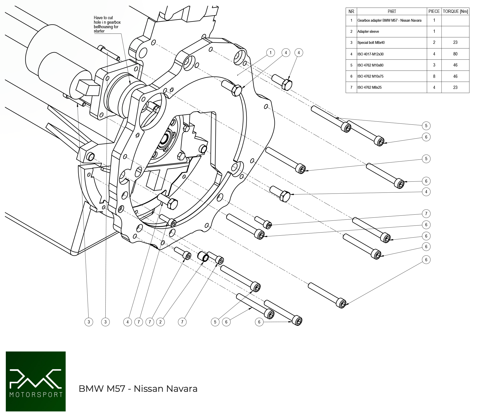 montaż adaptera pmc BMW M57 3.0 Diesel - Nissan Navara YD25DDTi