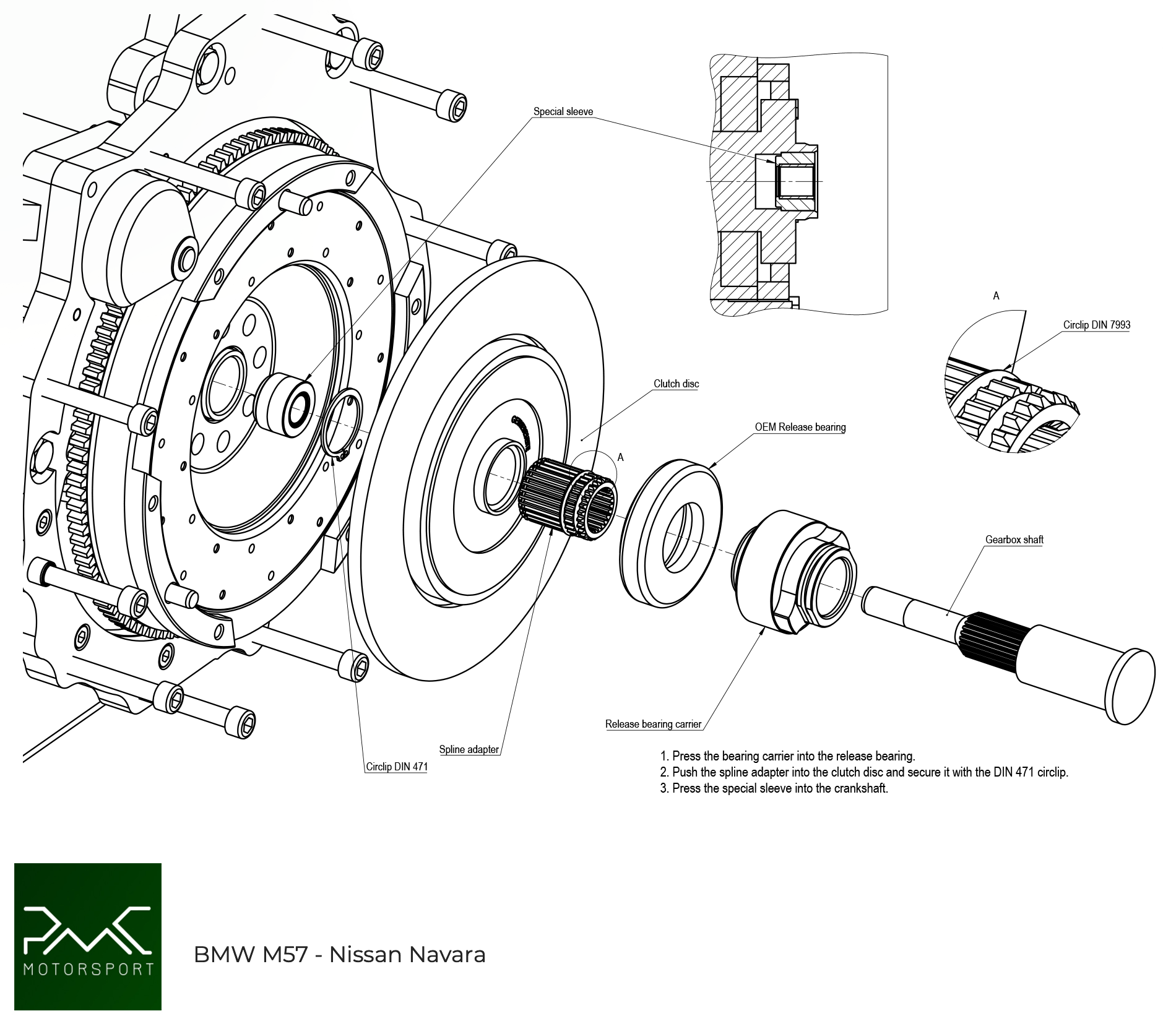 montaż adaptera pmc BMW M57 3.0 Diesel - Nissan Navara YD25DDTi