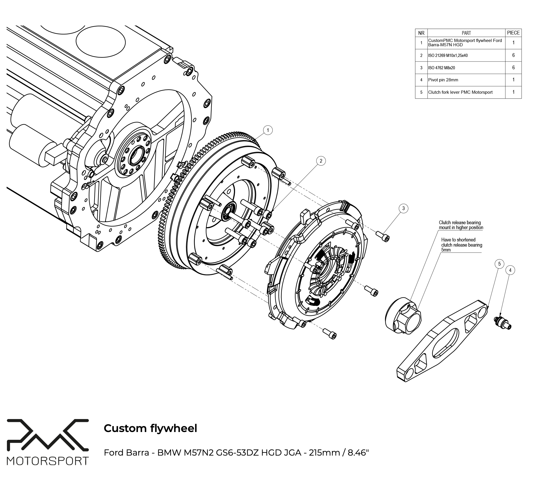 instrukcja montażu koła zamachowego PMC Toyota JZ 1JZ 2JZ - BMW ZF GS6-53DZ 240mm
