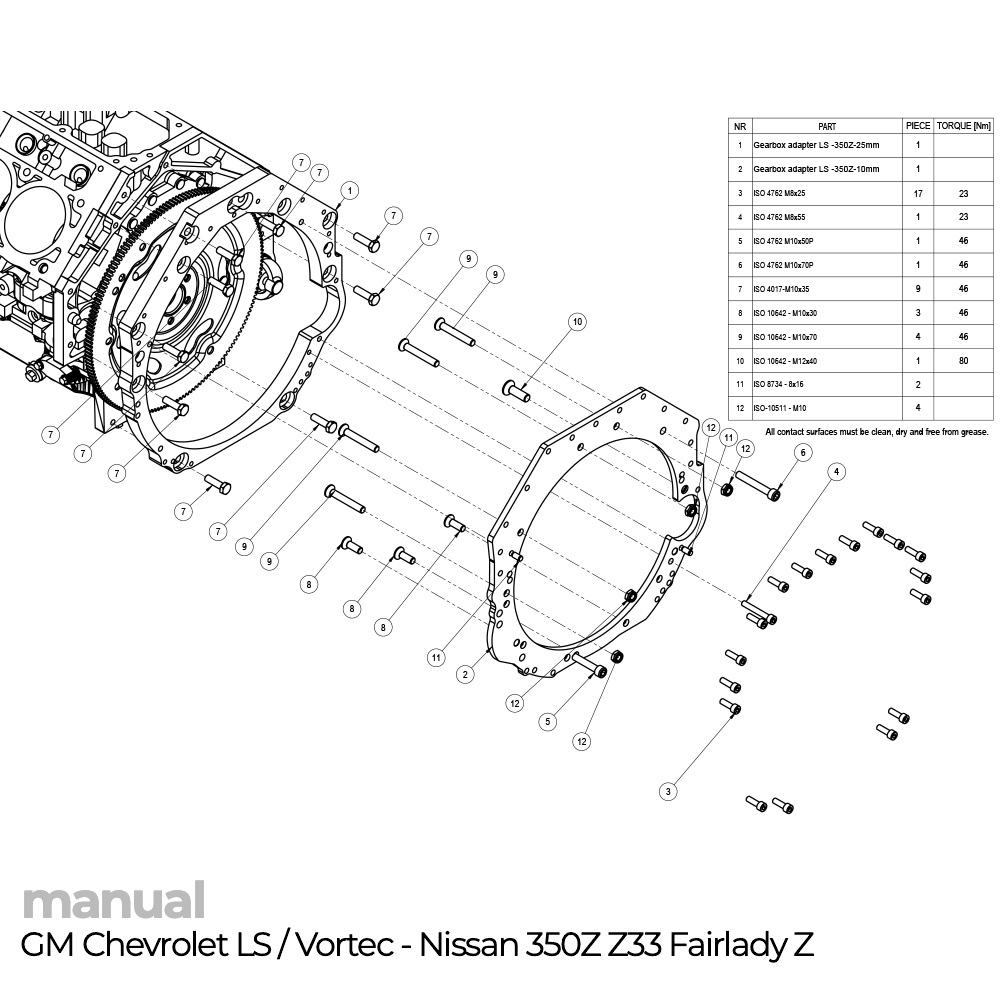 adapter skrzyni biegów GM Chevrolet LS LS1 LS2 LS3 LS6 LS7 Vortec CD009 350Z