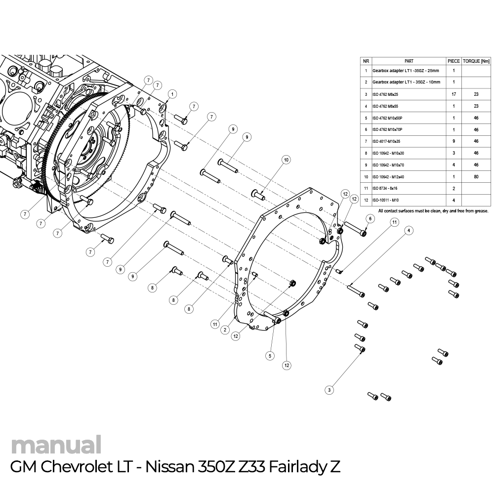 adapter skrzyni biegów GM Chevrolet LT LT1 LT4 V-Gen / EcoTec3