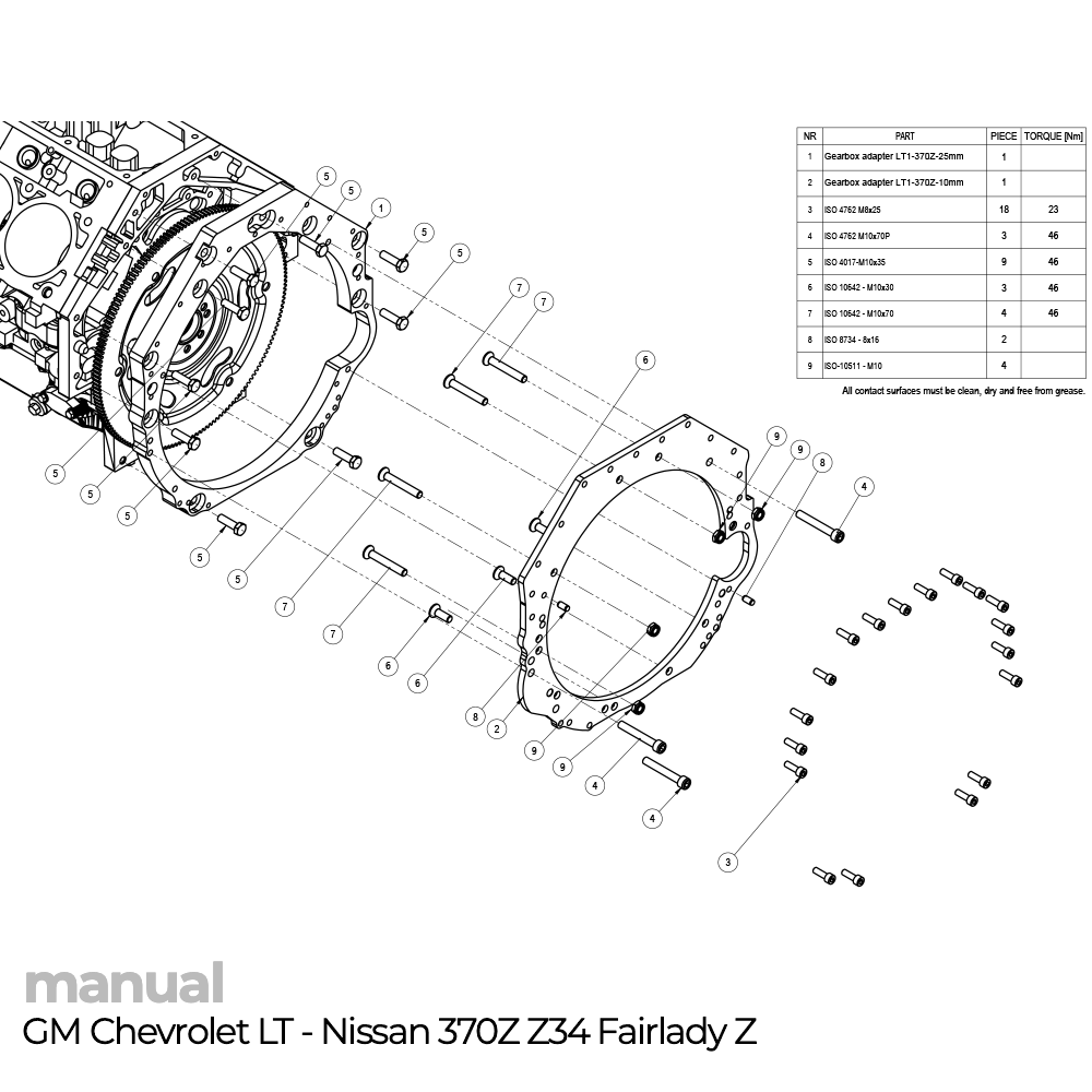 adapter skrzyni biegów GM Chevrolet LT LT1 LT4 EcoTec 370Z Z34