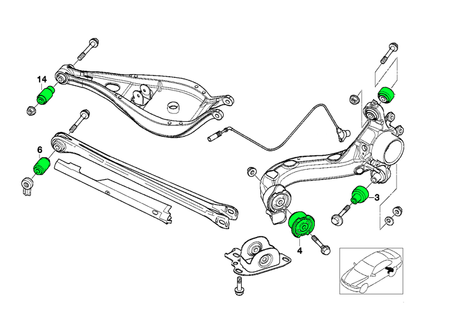 Zestaw aluminiowych tulei do tylnych wahaczy BMW E36 E46 Uniball