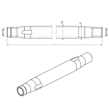 Ramię / Rura Stalowa obustronnie gwintowana – M10 - (270mm / 10.63")