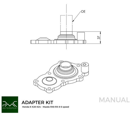 Adapter Honda F F20C F22C - Mazda RX-8 6-biegów - 240mm / 9.45"