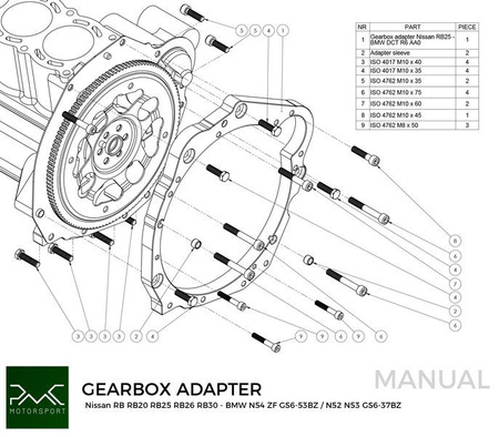 Adapter skrzyni biegów Nissan RB - BMW DCT DKG GS7D36SG / N54 GS6-53BZ