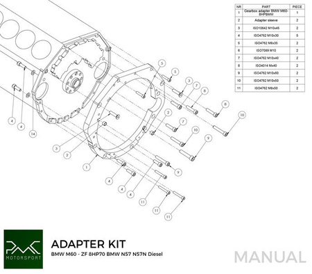 Adapter BMW V8 M62 - BMW ZF 8HP 8HP75 8HP70