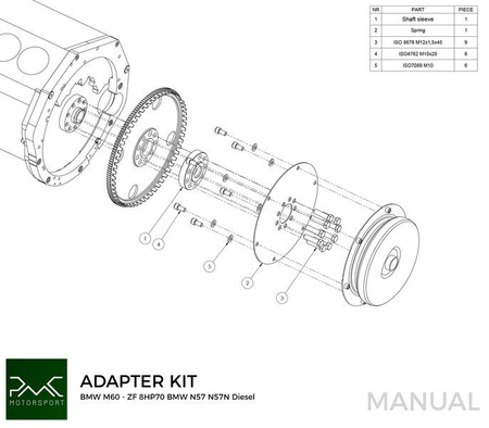 Adapter BMW V8 M62 - BMW ZF 8HP 8HP75 8HP70