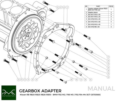 Adapter skrzyni biegów Nissan RB - BMW DCT DKG GS7D36SG / N54 GS6-53BZ