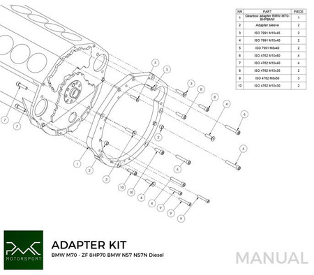 Adapter BMW V12 M70 - BMW ZF 8HP 8HP75 8HP70
