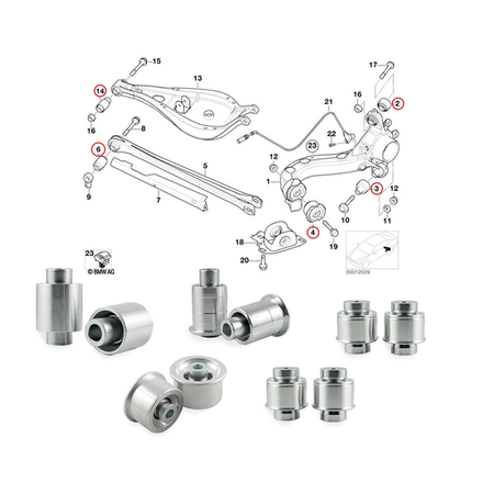 Zestaw aluminiowych tulei do tylnych wahaczy BMW E36 E46 Uniball