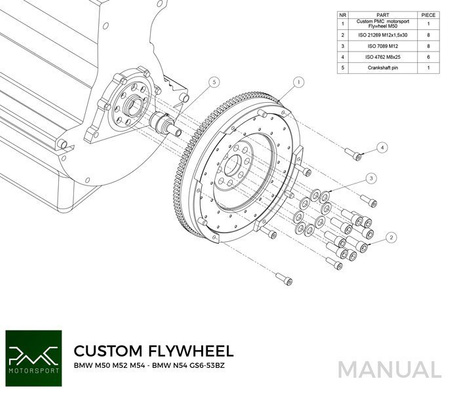Stage 1 BMW M50 S50 M52 S52 M54 S54 - manual 6-biegów BMW N54 GS6-53BZ 135i 335i 535i - 240mm / 9.45"  7150g / 15.76lb