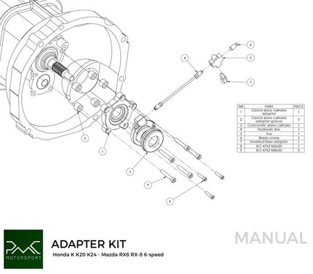 Adapter Honda F F20C F22C - Mazda RX-8 6-biegów - 240mm / 9.45"