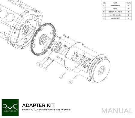 Adapter BMW V12 M70 - BMW ZF 8HP 8HP75 8HP70