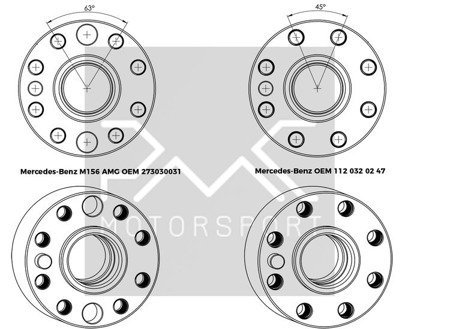 Adapter Mercedes-Benz M113 M113K AMG  - BMW M50 S50 M52 S52 M54 ZF-5 5-biegów - 184mm / 7.25" (P)