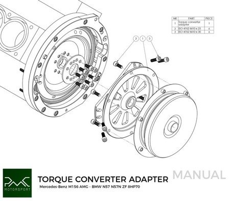 Adapter Mercedes-Benz V8 M156 - BMW N57N N57 ZF 8HP 8HP70 