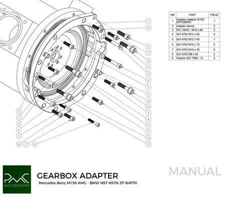 Adapter Mercedes-Benz V8 M156 - BMW N57N N57 ZF 8HP 8HP70 